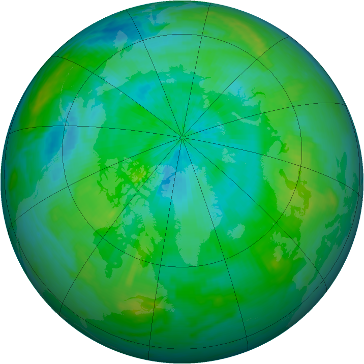 Arctic ozone map for 25 August 1986